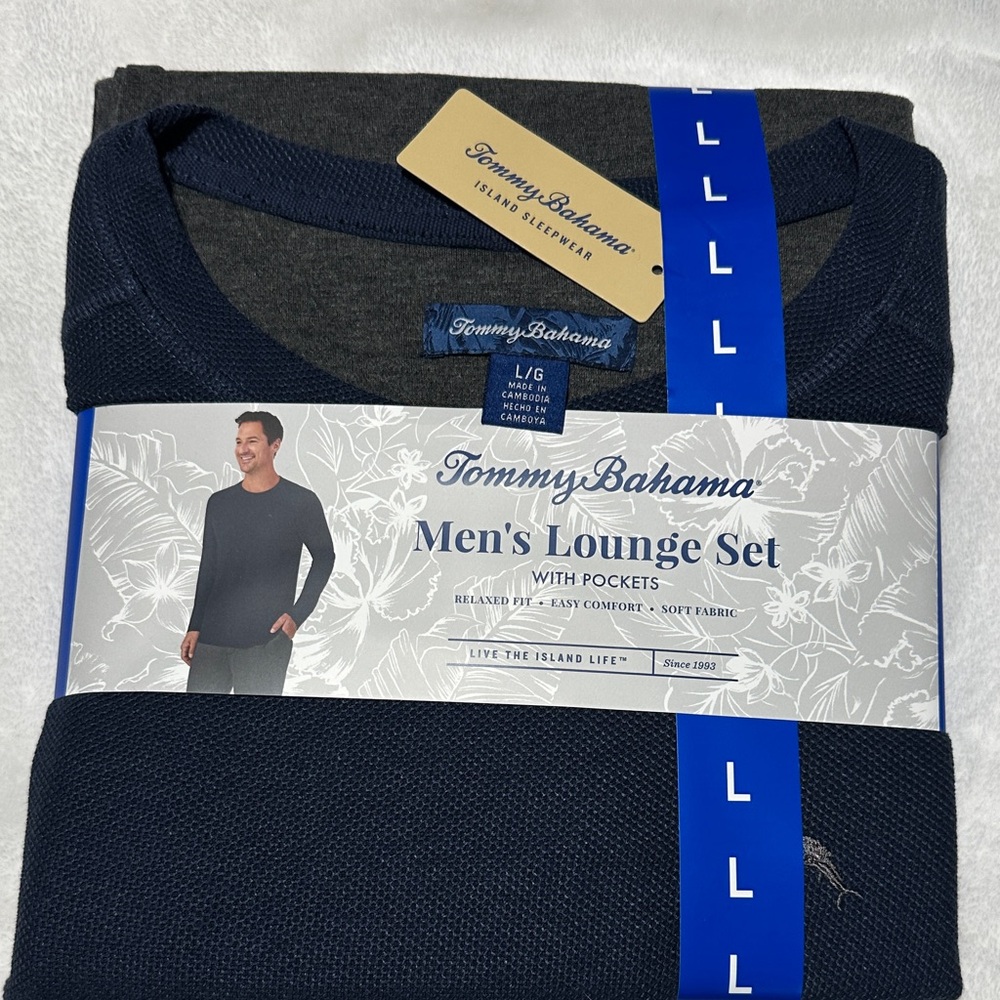 Tommy Bahama Men's Lounge Set - Navy and Charcoal